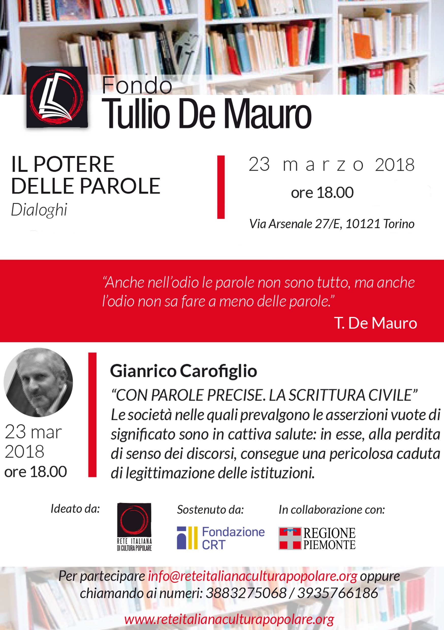 Cartolina Biblioteche 23 Marzo 18