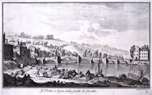 Ponte storico di Signa. Incisione di Giuseppe Zocchi del 1744